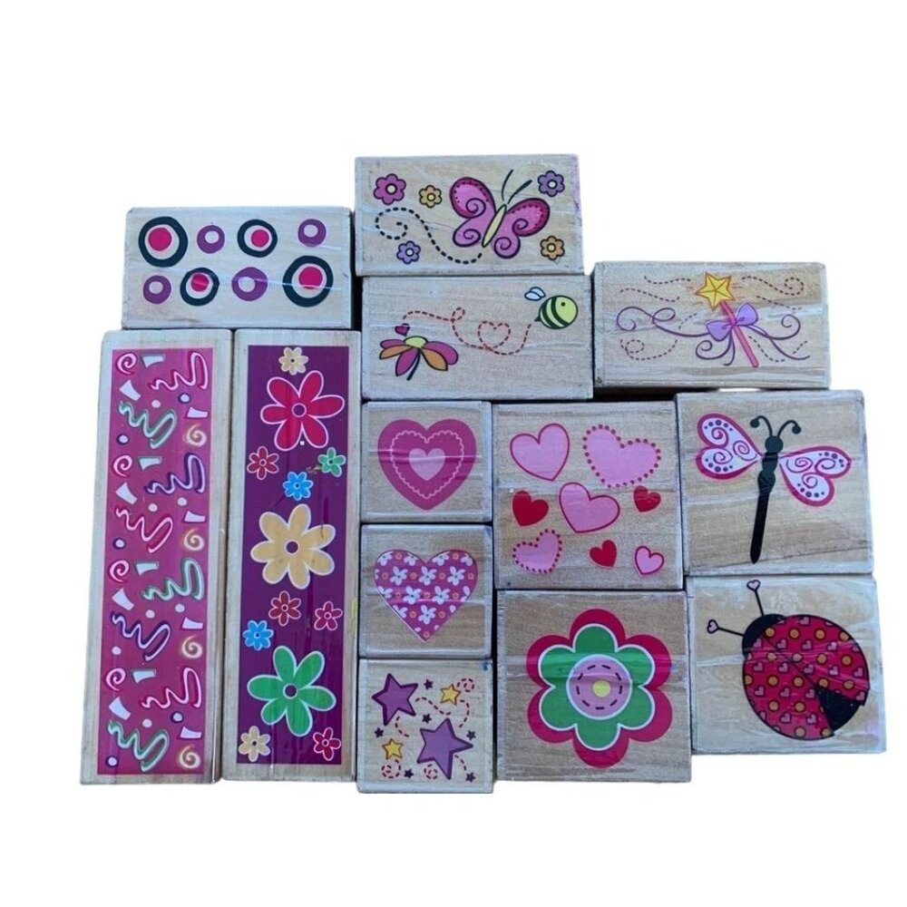 Melissa & Doug Flower Power Wooden Rubber Stamp Set